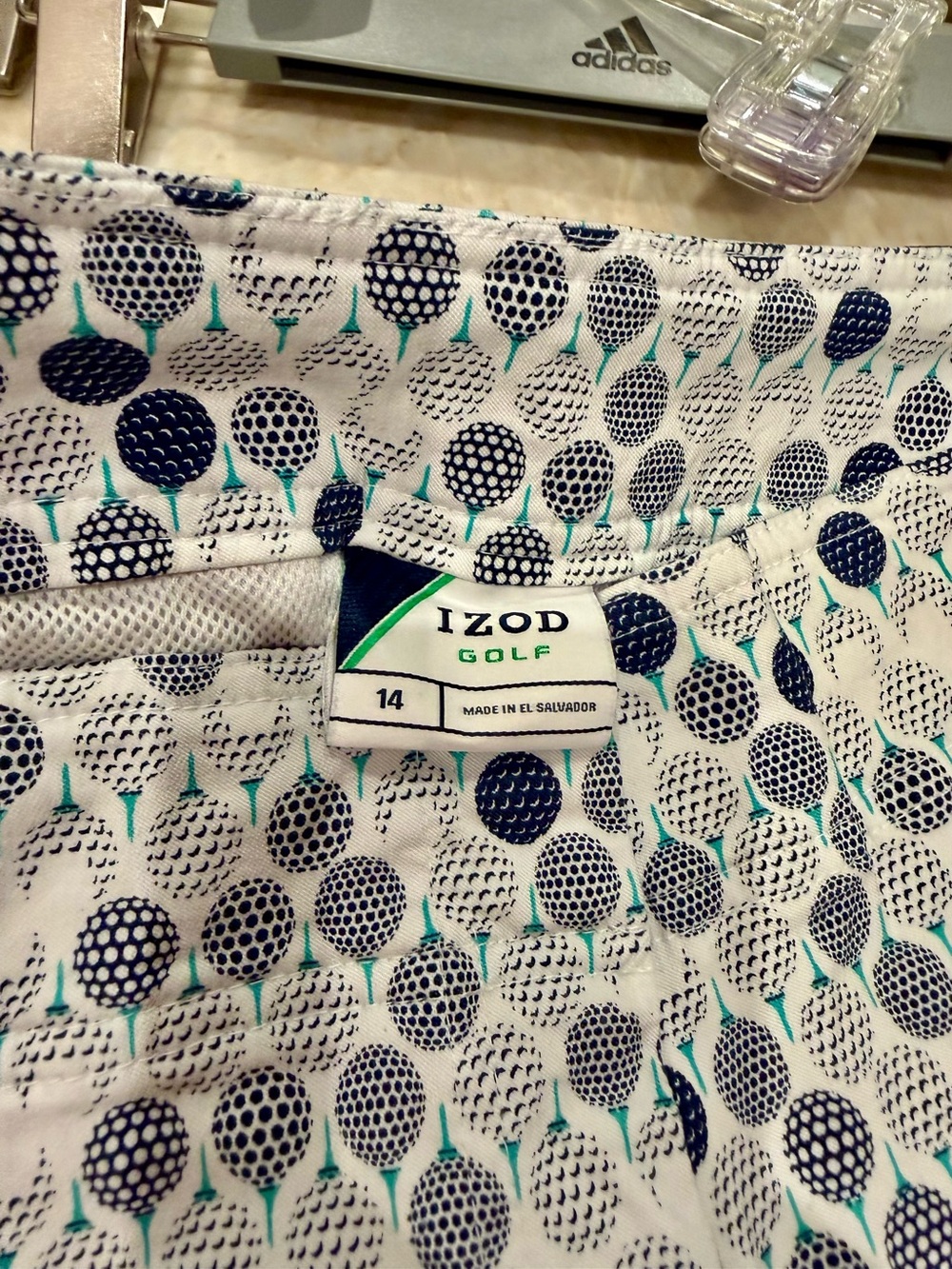 Izod White Navy & Teal Golf Short